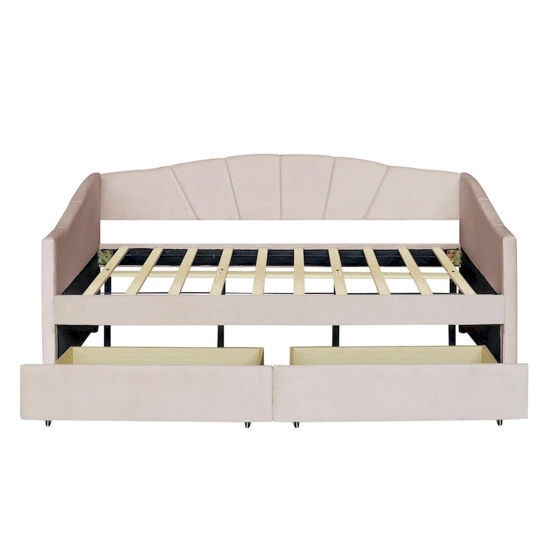 Nestfair Upholstered daybed Twin Size with Two Drawers and Wood Slat Suppot