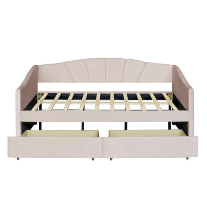 Nestfair Upholstered daybed Twin Size with Two Drawers and Wood Slat Suppot