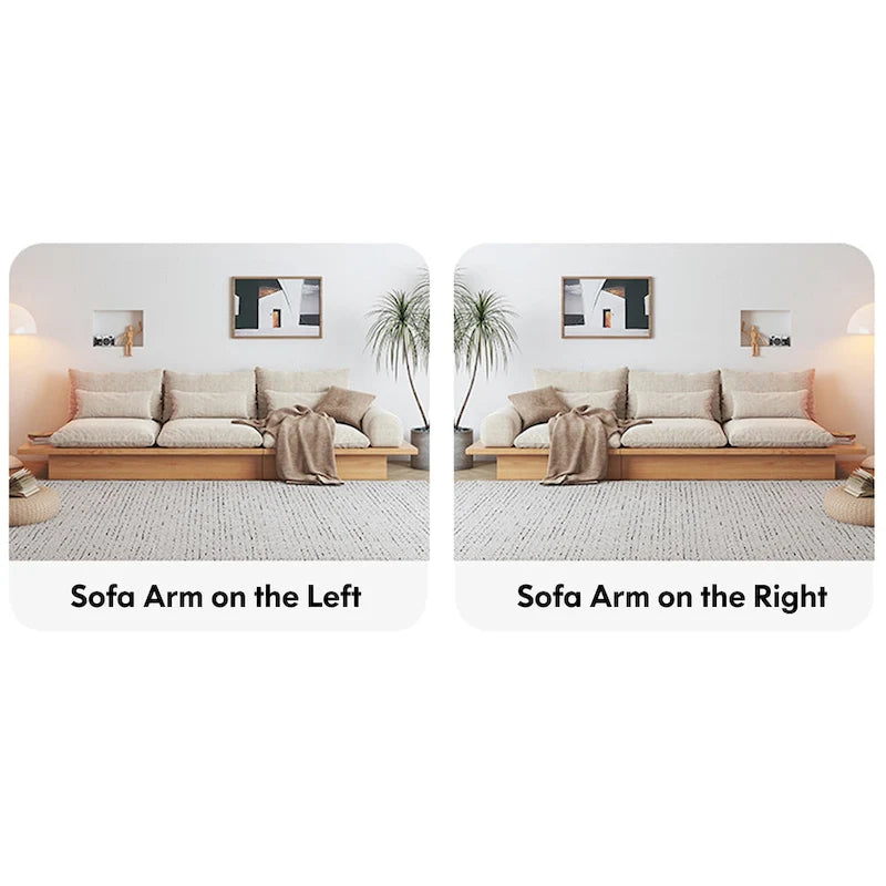 JASIWAY Cotton Line Beige Sofa With Wood Frame