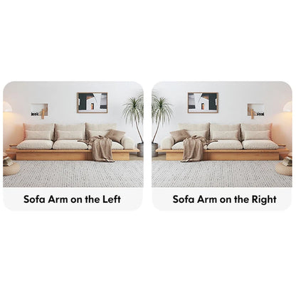 JASIWAY Cotton Line Beige Sofa With Wood Frame