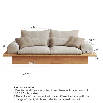 JASIWAY Cotton Line Beige Sofa With Wood Frame