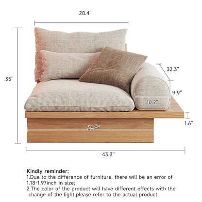 JASIWAY Cotton Line Beige Sofa With Wood Frame