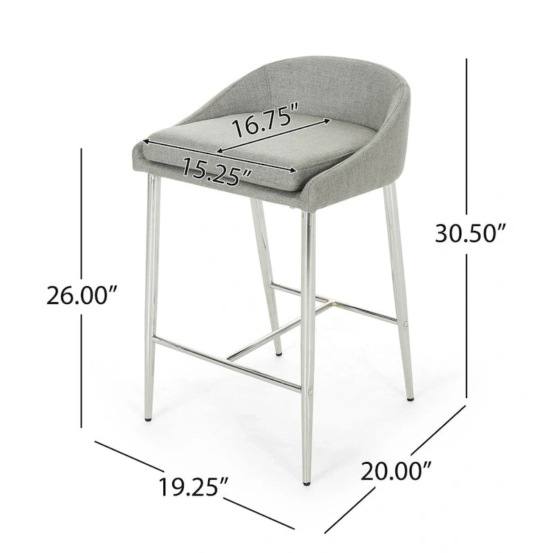 Bandini Modern Upholstered Counter Stools with Chrome Legs (Set of 2) by Christopher Knight Home