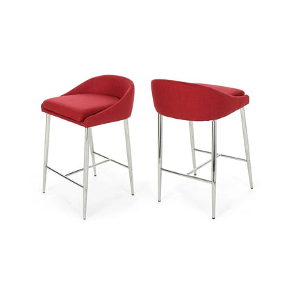 Bandini Modern Upholstered Counter Stools with Chrome Legs (Set of 2) by Christopher Knight Home