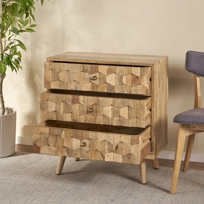 Latona Mid-Century Modern Handcrafted Mango Wood 3 Drawer Chest by Christopher Knight Home