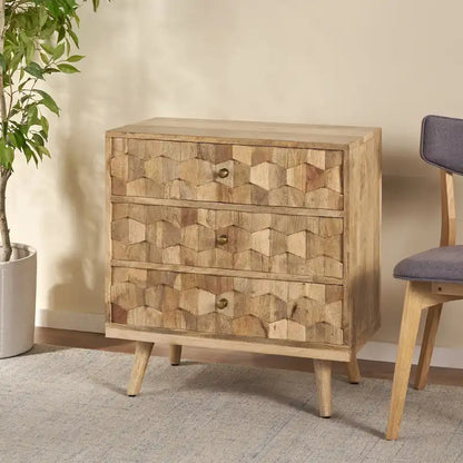 Latona Mid-Century Modern Handcrafted Mango Wood 3 Drawer Chest by Christopher Knight Home