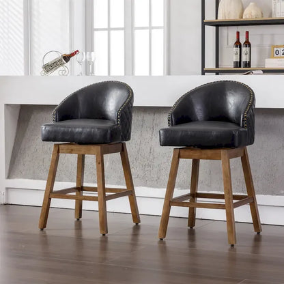 360 Degree Swivel Counter Height Bar Stools with Footrest Set of 2