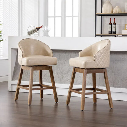 360 Degree Swivel Counter Height Bar Stools with Footrest Set of 2