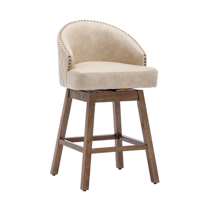 360 Degree Swivel Counter Height Bar Stools with Footrest Set of 2