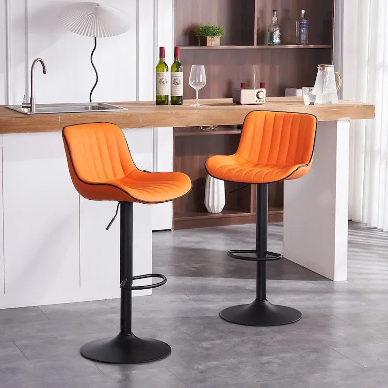 Bar Stools Set of 2 Counter Height Adjustable with Backrest Bar Chairs for Kitchen Island