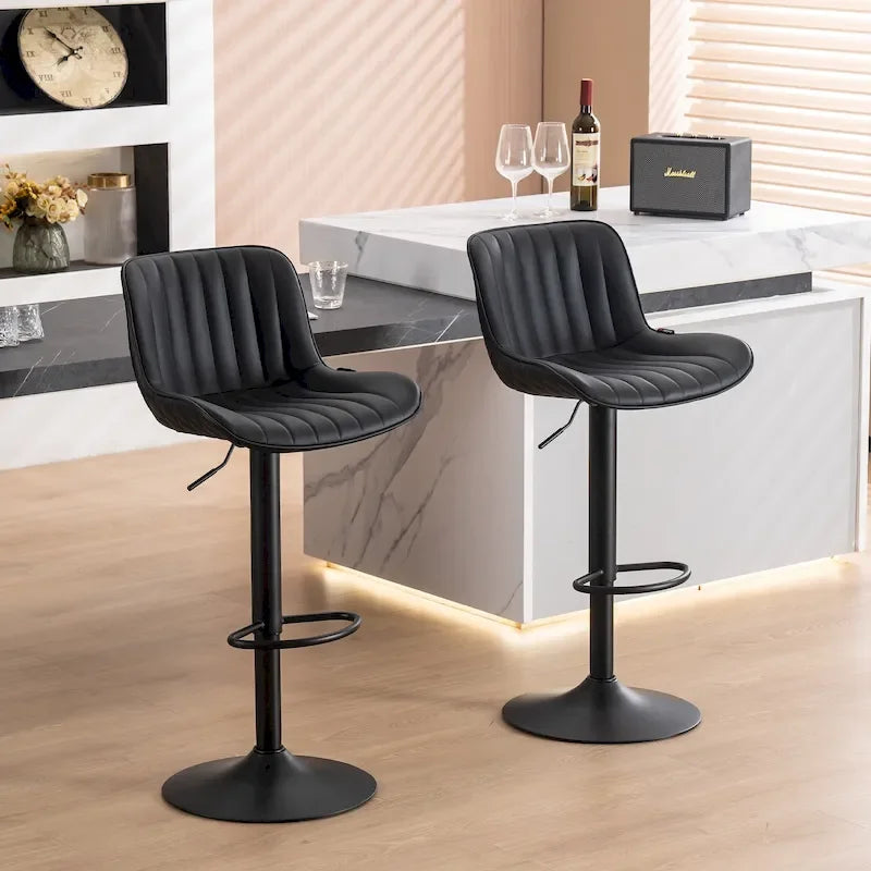 Bar Stools Set of 2 Counter Height Adjustable with Backrest Bar Chairs for Kitchen Island