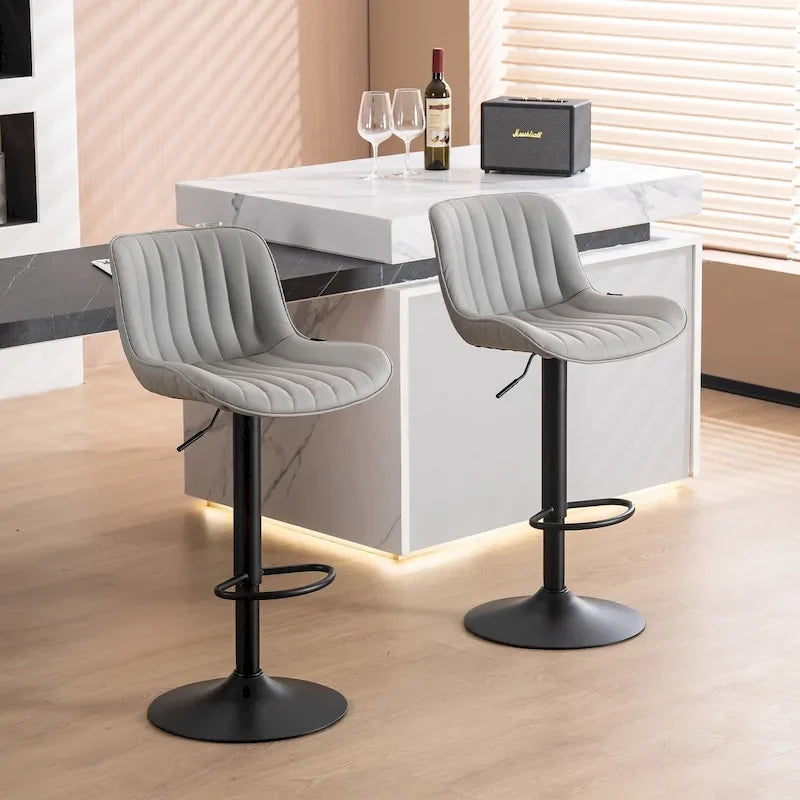 Bar Stools Set of 2 Counter Height Adjustable with Backrest Bar Chairs for Kitchen Island
