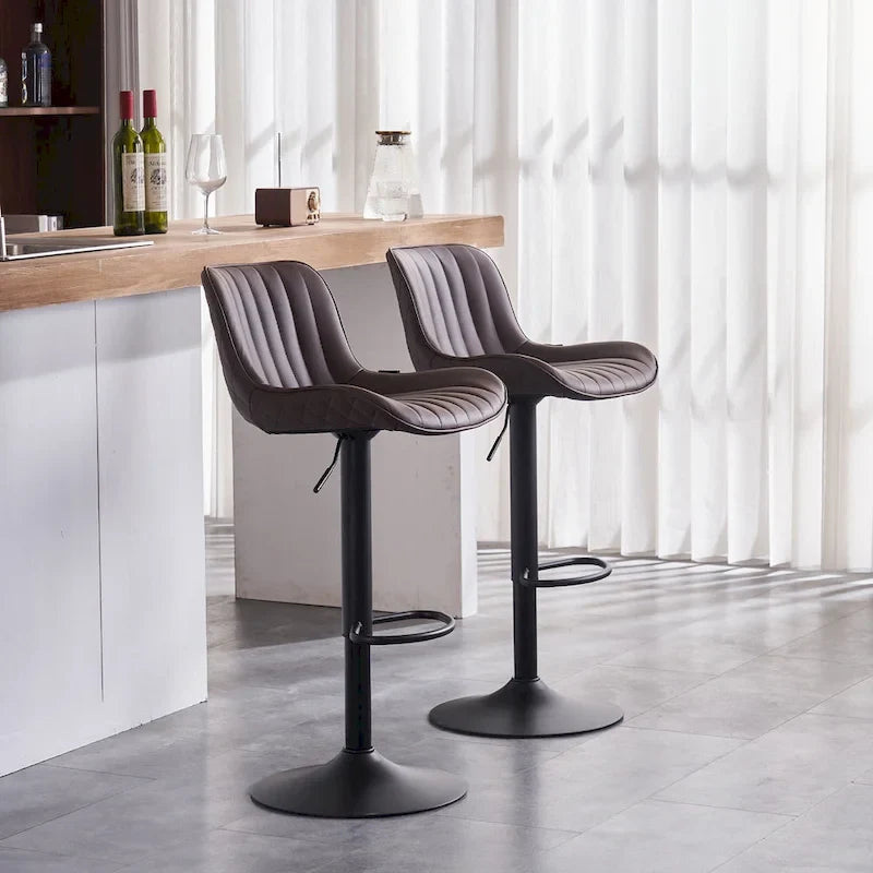Bar Stools Set of 2 Counter Height Adjustable with Backrest Bar Chairs for Kitchen Island