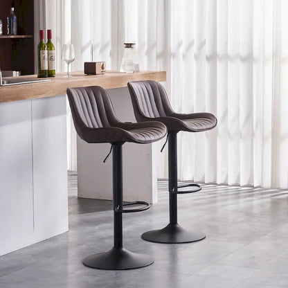 Bar Stools Set of 2 Counter Height Adjustable with Backrest Bar Chairs for Kitchen Island