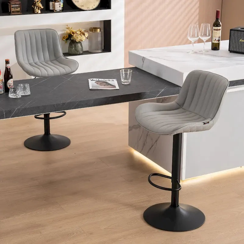 Bar Stools Set of 2 Counter Height Adjustable with Backrest Bar Chairs for Kitchen Island