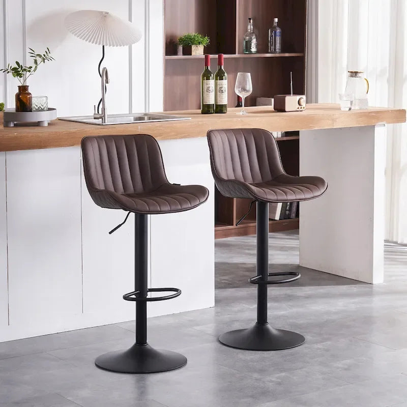 Bar Stools Set of 2 Counter Height Adjustable with Backrest Bar Chairs for Kitchen Island