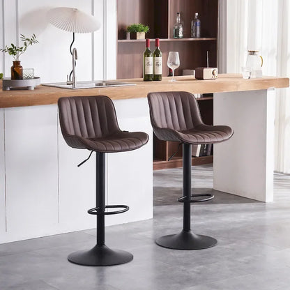 Bar Stools Set of 2 Counter Height Adjustable with Backrest Bar Chairs for Kitchen Island