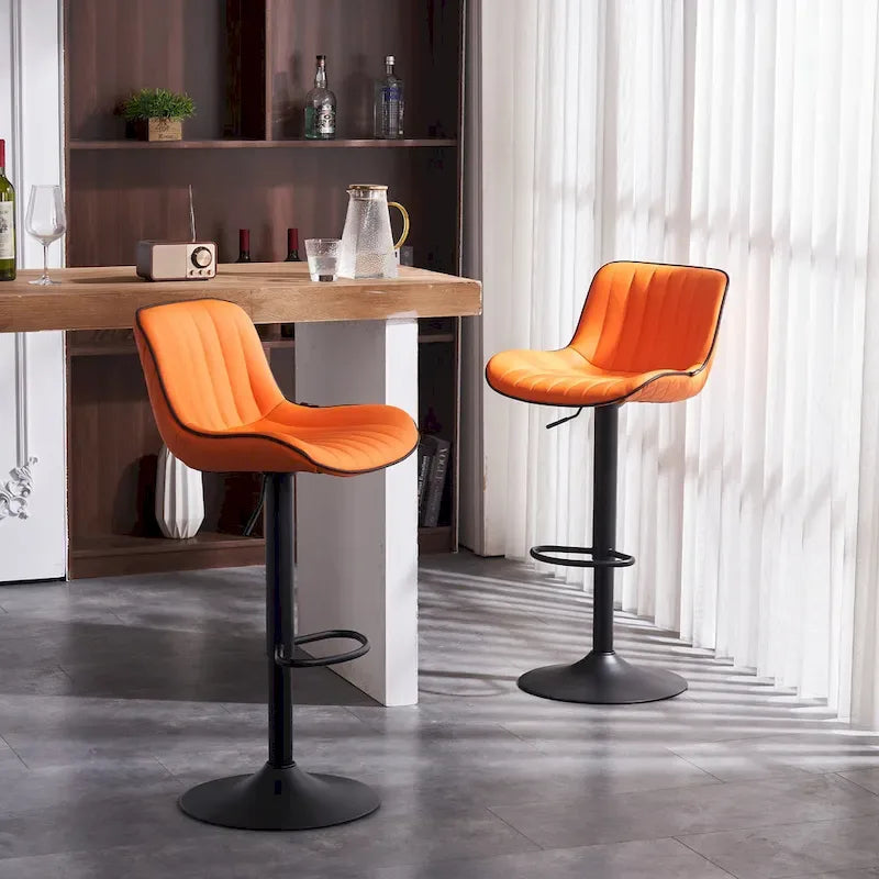 Bar Stools Set of 2 Counter Height Adjustable with Backrest Bar Chairs for Kitchen Island