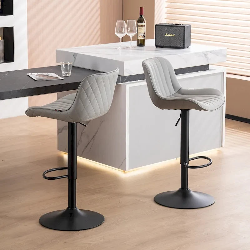 Bar Stools Set of 2 Counter Height Adjustable with Backrest Bar Chairs for Kitchen Island