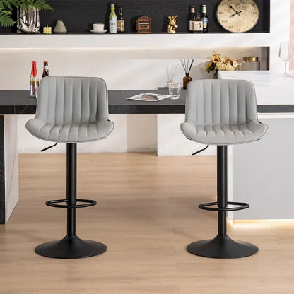 Bar Stools Set of 2 Counter Height Adjustable with Backrest Bar Chairs for Kitchen Island