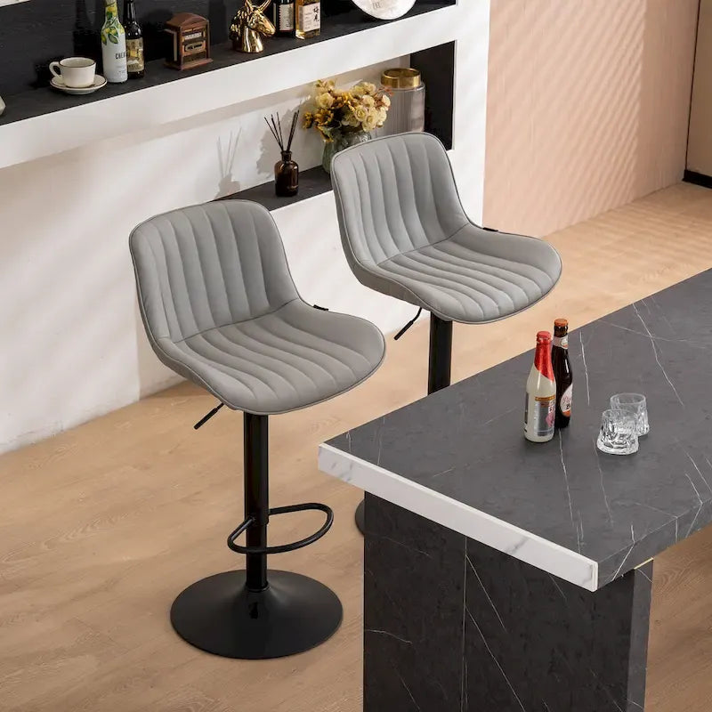 Bar Stools Set of 2 Counter Height Adjustable with Backrest Bar Chairs for Kitchen Island