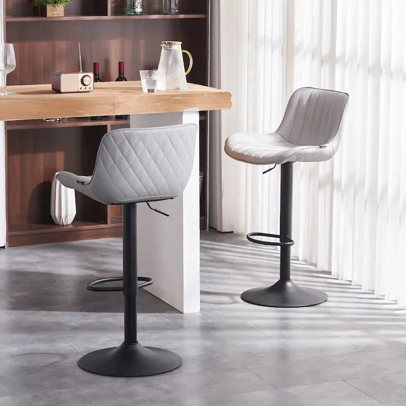 Bar Stools Set of 2 Counter Height Adjustable with Backrest Bar Chairs for Kitchen Island