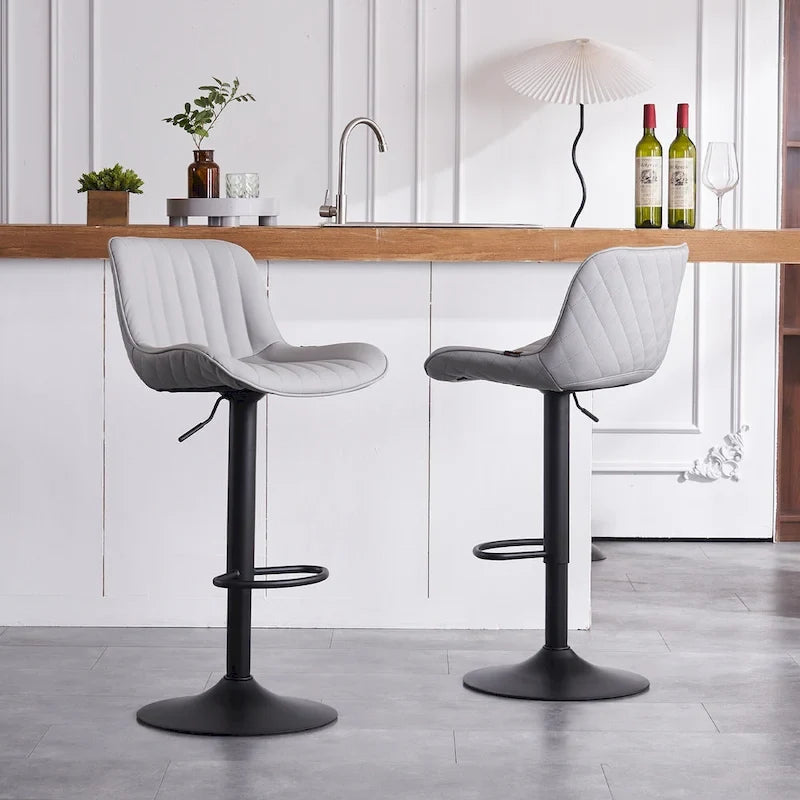 Bar Stools Set of 2 Counter Height Adjustable with Backrest Bar Chairs for Kitchen Island