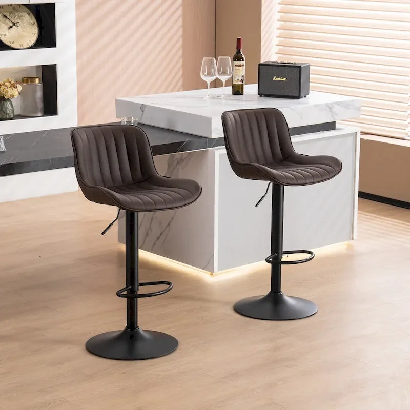 Bar Stools Set of 2 Counter Height Adjustable with Backrest Bar Chairs for Kitchen Island