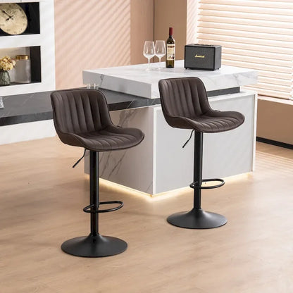 Bar Stools Set of 2 Counter Height Adjustable with Backrest Bar Chairs for Kitchen Island