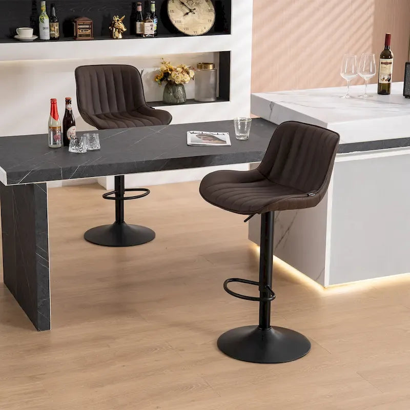 Bar Stools Set of 2 Counter Height Adjustable with Backrest Bar Chairs for Kitchen Island