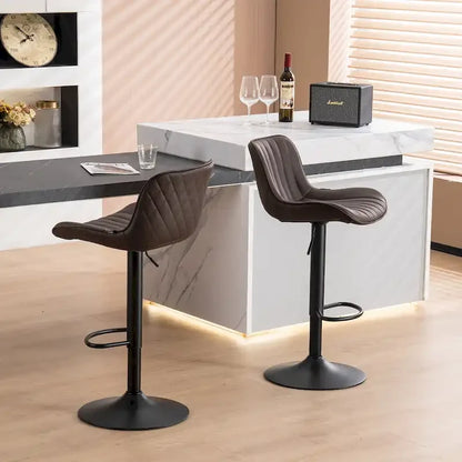 Bar Stools Set of 2 Counter Height Adjustable with Backrest Bar Chairs for Kitchen Island