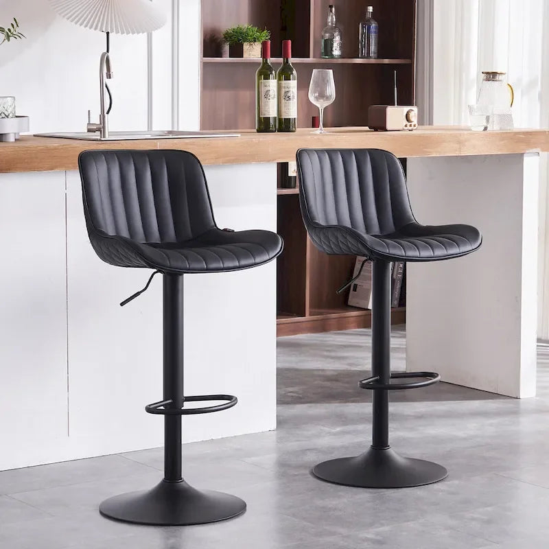 Bar Stools Set of 2 Counter Height Adjustable with Backrest Bar Chairs for Kitchen Island