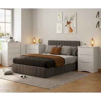 Wooden 3-Drawer Dresser for BedroomBedside NightstandModern Storage Chest Dresser in White