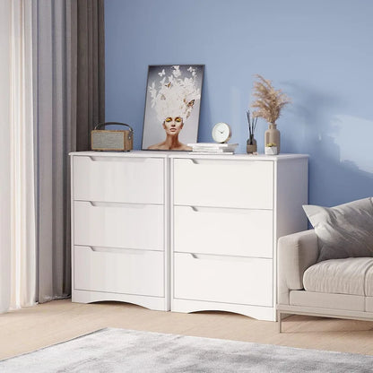 Wooden 3-Drawer Dresser for BedroomBedside NightstandModern Storage Chest Dresser in White