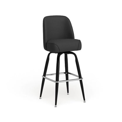 Metal Barstool with Swivel Vinyl Upholstered Bucket Seat and Footrest - 18.5D x 18.5W x 42.5H