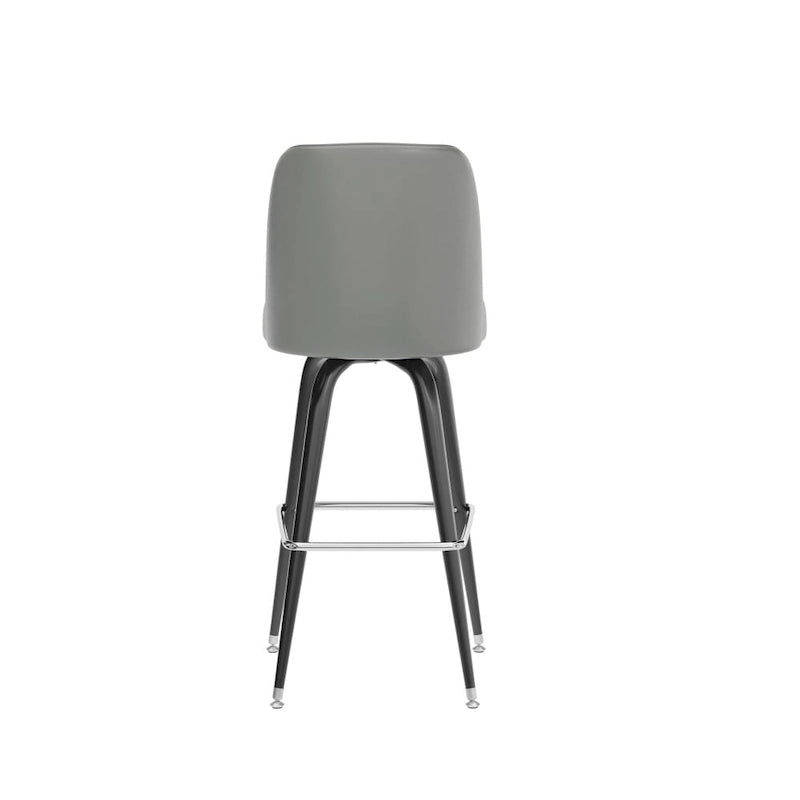 Metal Barstool with Swivel Vinyl Upholstered Bucket Seat and Footrest - 18.5D x 18.5W x 42.5H