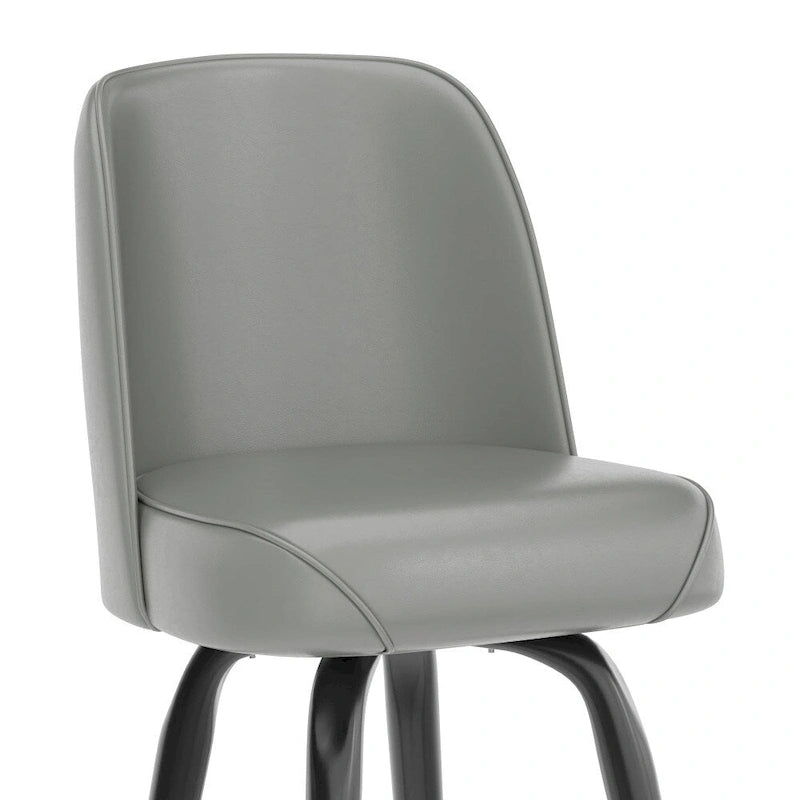 Metal Barstool with Swivel Vinyl Upholstered Bucket Seat and Footrest - 18.5D x 18.5W x 42.5H
