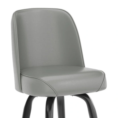 Metal Barstool with Swivel Vinyl Upholstered Bucket Seat and Footrest - 18.5D x 18.5W x 42.5H