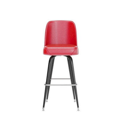Metal Barstool with Swivel Vinyl Upholstered Bucket Seat and Footrest - 18.5D x 18.5W x 42.5H