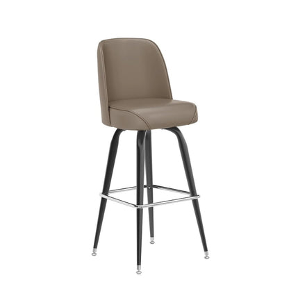 Metal Barstool with Swivel Vinyl Upholstered Bucket Seat and Footrest - 18.5D x 18.5W x 42.5H