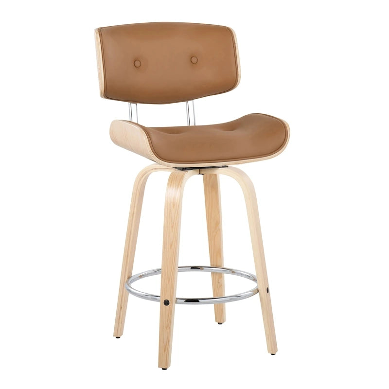 Carson Carrington Leksand 26 Fixed-Height Counter Stool with Bent Wood Legs (Set of 2)