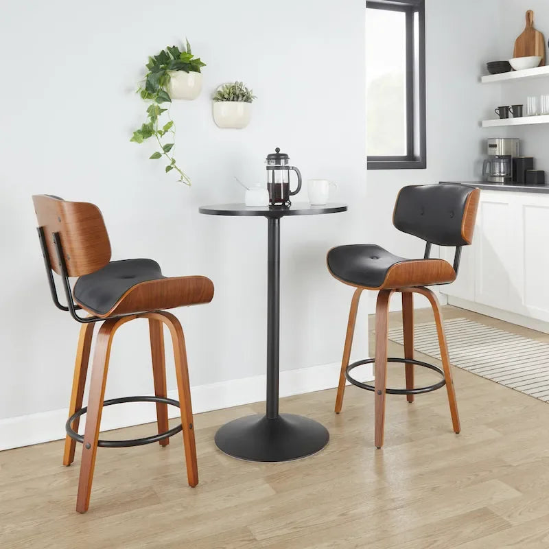 Carson Carrington Leksand 26 Fixed-Height Counter Stool with Bent Wood Legs (Set of 2)