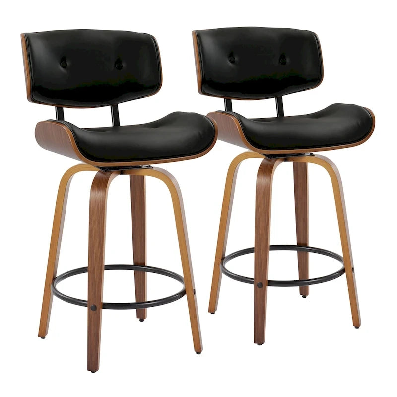 Carson Carrington Leksand 26 Fixed-Height Counter Stool with Bent Wood Legs (Set of 2)