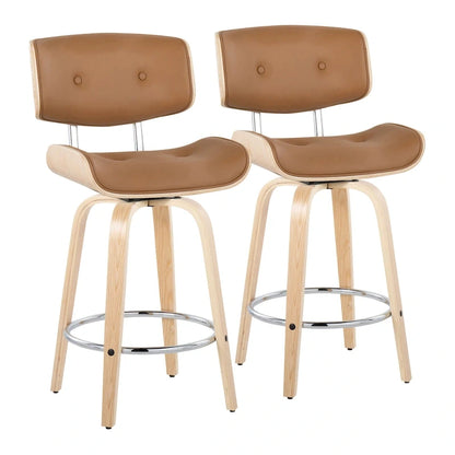 Carson Carrington Leksand 26 Fixed-Height Counter Stool with Bent Wood Legs (Set of 2)