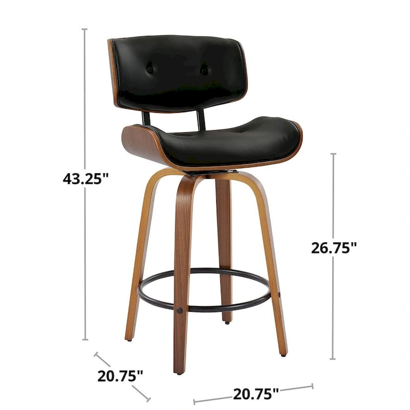 Carson Carrington Leksand 26 Fixed-Height Counter Stool with Bent Wood Legs (Set of 2)