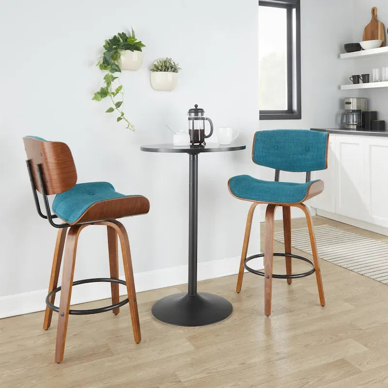 Carson Carrington Leksand 26 Fixed-Height Counter Stool with Bent Wood Legs (Set of 2)