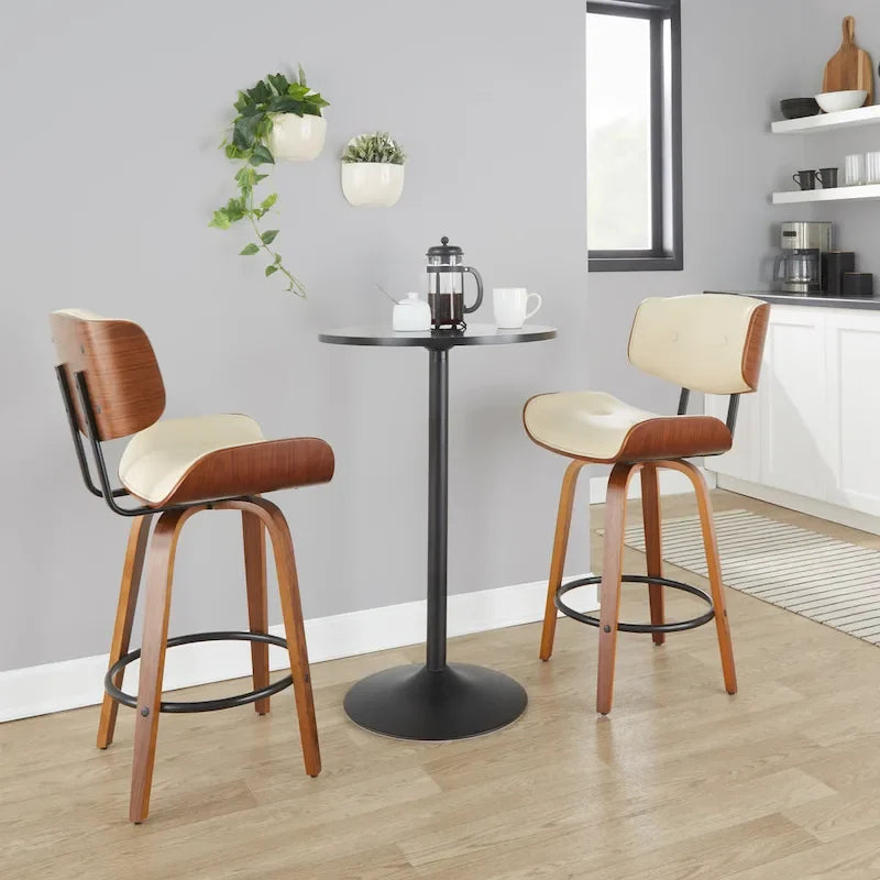 Carson Carrington Leksand 26 Fixed-Height Counter Stool with Bent Wood Legs (Set of 2)