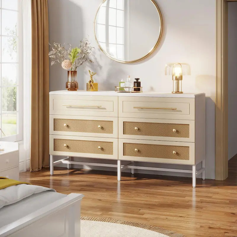 Modern Dresser 6 Drawer Dressers Chests of Drawers for Bedroom