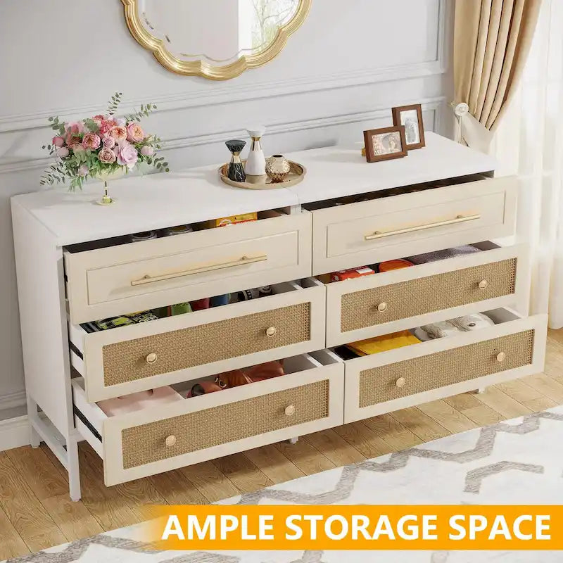 Modern Dresser 6 Drawer Dressers Chests of Drawers for Bedroom