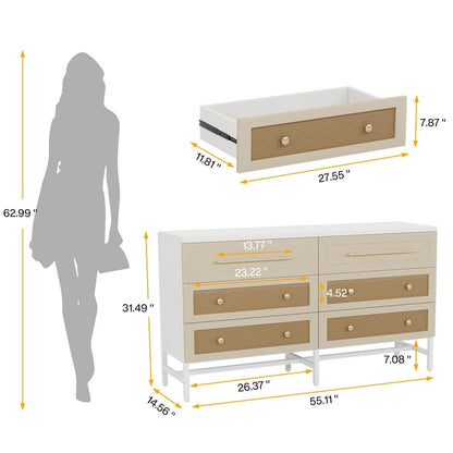 Modern Dresser 6 Drawer Dressers Chests of Drawers for Bedroom